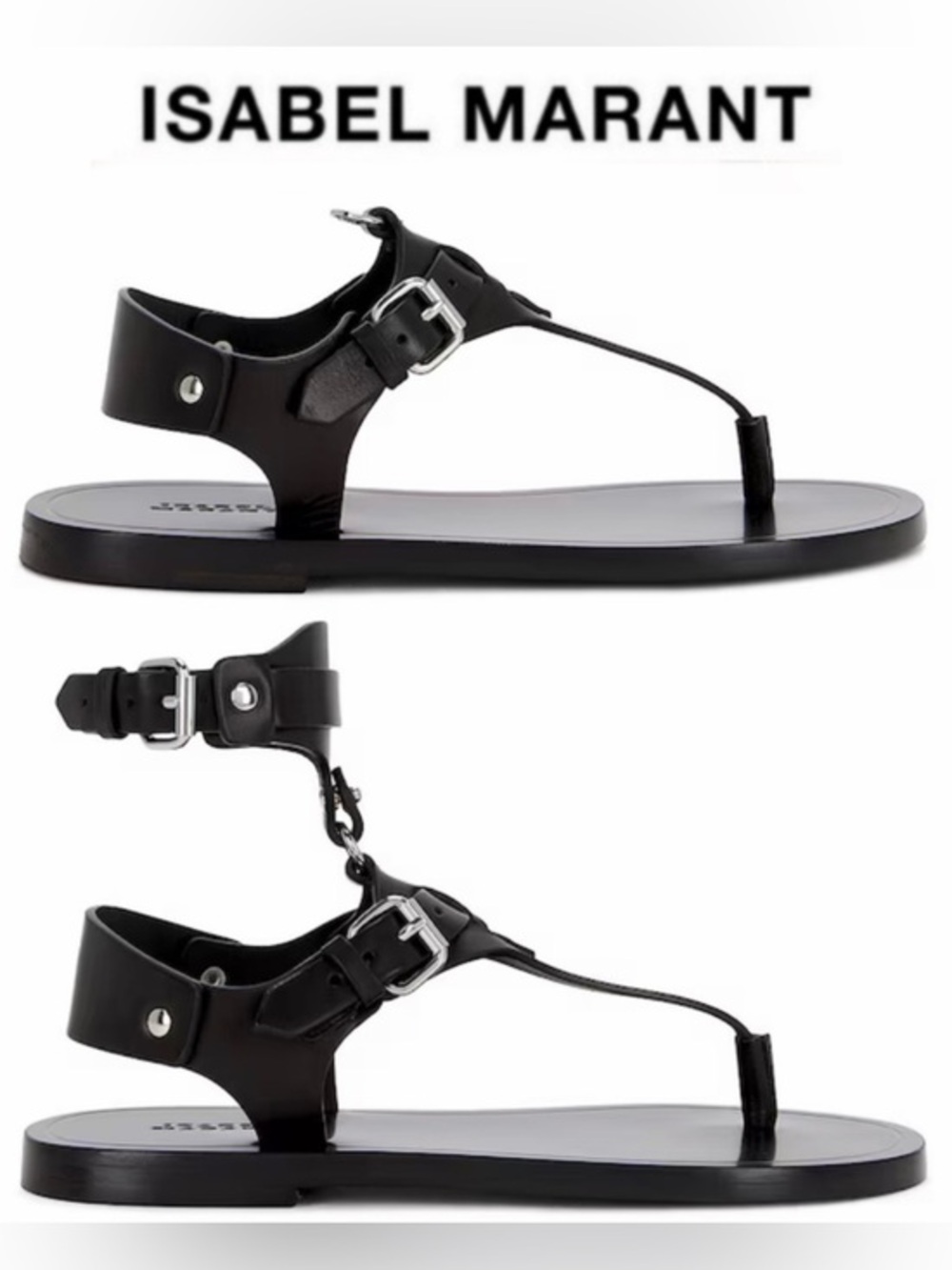 Isabel Marant Eveen Removable Ankle Cuff Sandal Black Leather EU 36 $790